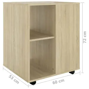 Berkfield Rolling Cabinet Sonoma Oak 60x53x72 cm Engineered Wood