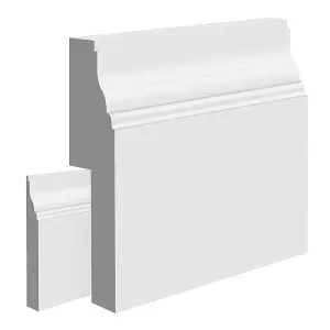 National Skirting Lambs Tongue II MDF Skirting Board Cover - 200mm x 25mm 4200mm Primed (To Cover 150mm Existing Skirting)