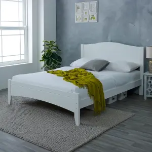 Lauren Bed, White Wooden Frame - 4FT6 Double