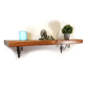 Wooden Shelf with Bracket WOZ 190x140mm Silver 225mm Medium Oak Length of 190cm