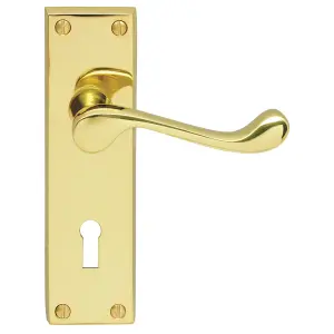 Carlisle Brass Polished Brass Victorian Scroll Lever on Lock Backplate (DL54)