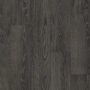 Wood Effect Dark Grey Vinyl Flooring For LivingRoom, Kitchen, 2.8mm Cushion Backed Vinyl Sheet -5m(16'4") X 4m(13'1")-20m²