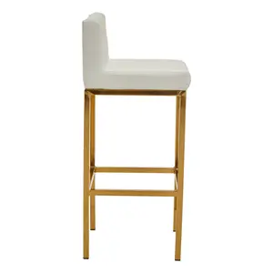 Madeline Upholstered Counter Stool with Metal Frame Gold / White