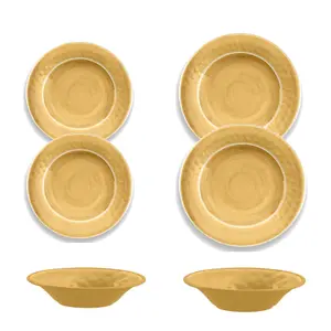 Purely Home Crackle Gold Melamine 6 Piece Outdoor Dinnerware Set for 2