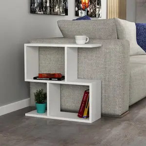 Barbara Side Table Modern 2-Tier Design with Storage Compartments White