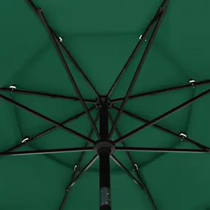 Berkfield 3-Tier Parasol with Aluminium Pole Green 3.5 m