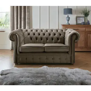 Chesterfield 2 Seater Fabric Malta Putty 09 Sofa