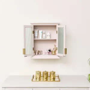 Melody Maison Pink Reeded Glass Wall Cabinet