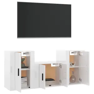 Berkfield 3 Piece TV Cabinet Set High Gloss White Engineered Wood