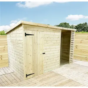 14 x 6 Garden Shed Pressure Treated T&G PENT Wooden Garden Shed + SIDE STORAGE (14' x 6' / 14ft x 6ft) (14 x 6)