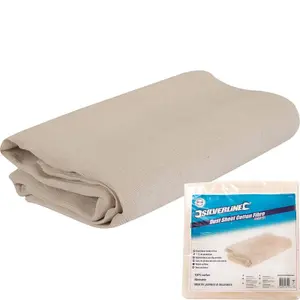 Silverline 3.6 X 2.7 Cotton Fibre Stair Absorbent Painting Decorating Dust Sheet