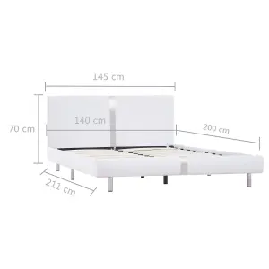 Berkfield Bed Frame White Faux Leather 135x190 cm 4FT6 Double