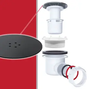 SPARES2GO Shower Trap for 90mm Tray Plug Hole 1.5" Luxury Drain Water Waste Dome Base Kit (Matt Black)