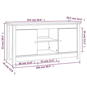 vidaXL TV Cabinet 103x36.5x52 cm Solid Wood Pine