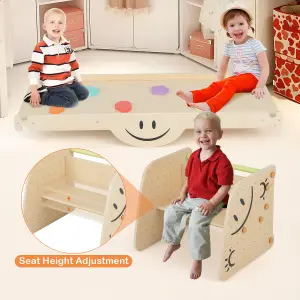 Costway Indoor Kids Climbing Toys Wooden Climber Set w/ Reversible Ramp