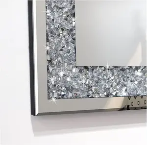 DEENZ 60x60cm Sparkling Decorative Wall Mirror For Home Decoration With Silver Crystal Crush Diamond