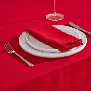 Homescapes Red Cotton Round Tablecloth 178 cm