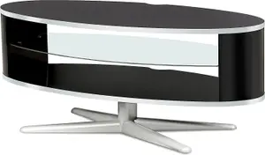 MDA Designs Orbit 1100 Gloss Black TV Stand with Gloss Black Elliptic Sides for Flat Screen TVs up to 55"