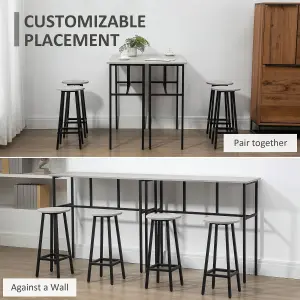 HOMCOM 6-Piece Industrial Bar Table Set, 2 Kitchen Tables with 4 Stools, Grey