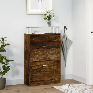 Berkfield Shoe Cabinet Smoked Oak 63x24x104 cm Engineered Wood