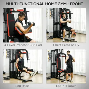 SPORTNOW Multi Gym Workout Station with Sit Up Bench, Push Up Stand, Dip Bars