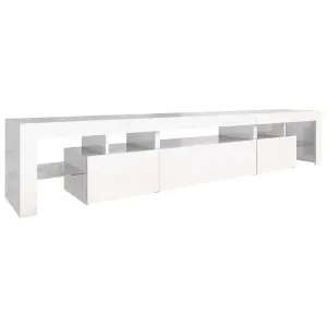 Berkfield TV Cabinet with LED Lights High Gloss White 215x36.5x40 cm