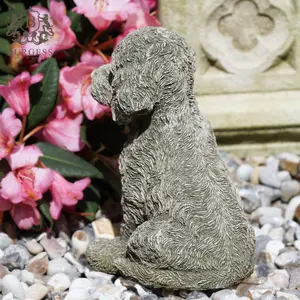 Cockapoo Puppy Dog Stone Statue Animal Outdoor Garden Ornament Decoration British Made Sculpture