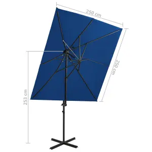 Berkfield Cantilever Umbrella with Double Top Azure Blue 250x250 cm