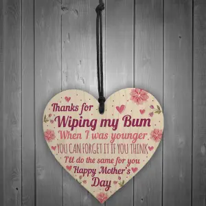 Red Ocean Novelty Mothers Day Gift From Daughter Son Funny Rude Cheeky Mum Gifts Wood Heart Plaque Gift For Mum