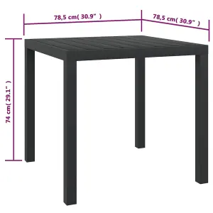 Berkfield Garden Table Black 80x80x74 cm Aluminium and WPC