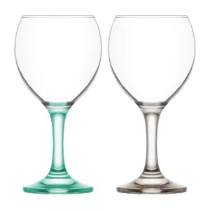 LAV 260ml Misket Wine Glasses - Coloured Stem - Pack of 6