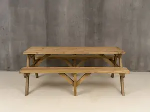 Fortem Rounded Pub Style Picnic Table Benches Set (8ft, Rustic brown)