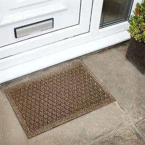 JVL Dirt Defender Scraper Doormat 40x60cm Diamond Beige