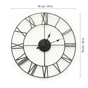 76cm x 76cm Large Roman Iron Wall Clock