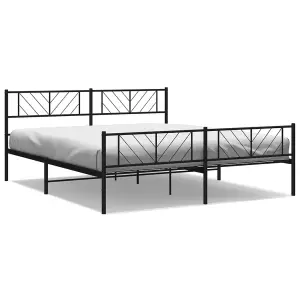 Berkfield Metal Bed Frame with Headboard and Footboard Black 193x203 cm