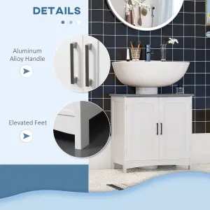 kleankin Pedestal Under Sink Cabinet, Bathroom Storage Vanity Unit, White