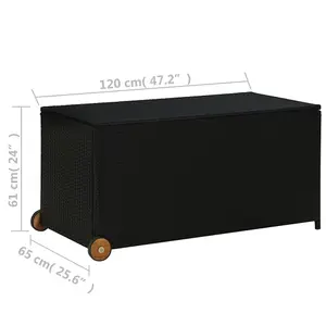 Berkfield Garden Storage Box Black 120x65x61 cm Poly Rattan