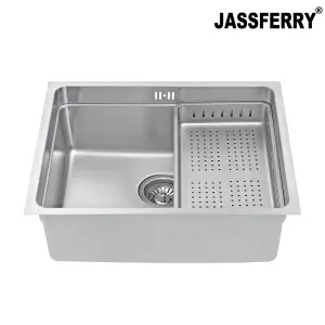 JASSFERRY Undermount Stainless Steel Sink Kitchen Dish Drainer Rack Single Bowl