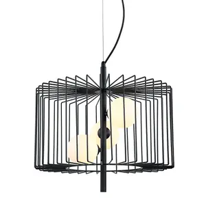 Luminosa Modern Hanging Pendant Black 3 Light  with Black, White Shade, G9