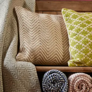 Woven Indoor Outdoor Washable Herringbone Cosy Cushion Natural - 45cm x 45cm