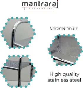 MantraRaj Bathroom Wall Rack With 2 Towel Holder Rails Metal Chrome Plated Shelf Adhesive Towel Rail Towel Holders Towel Rack