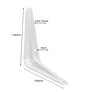 MKGT London White Shelf Brackets, Floating Book Shelves Support, Pack of 10 (125x100mm 5x4inch)