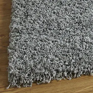 Contemporary Modern Grey Solid Plain Shaggy Rug-240cm X 340cm