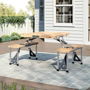 Outdoor Natural Garden Foldable Wooden Table Bench Furniture Set Patio BBQ Camping Dining Furniture