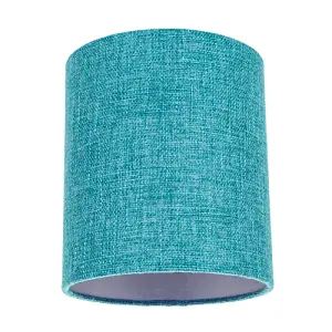 Contemporary and Sleek Teal Linen Fabric 6 Cylindrical Lamp Shade 60w Maximum