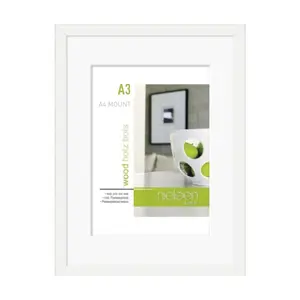 Wood Picture Frame with Mat White / 42cm H x 29.7cm W x 3cm D