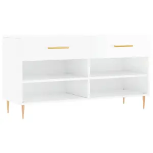 Berkfield Shoe Bench High Gloss White 102x35x55 cm Engineered Wood