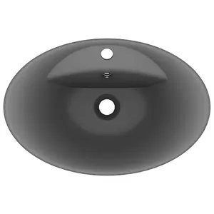 Luxury Basin Overflow Oval Matt Dark Grey 58.5x39 cm Ceramic