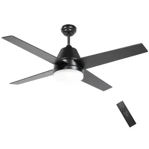 HOMCOM Mounting Reversible Ceiling Fan with Light, Remote, Black & Brown