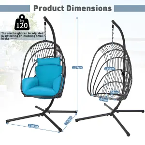 Costway Swing Hanging Egg Chair W/ Stand Hammock Chair W/ Soft Cushion Garden Patio Seat